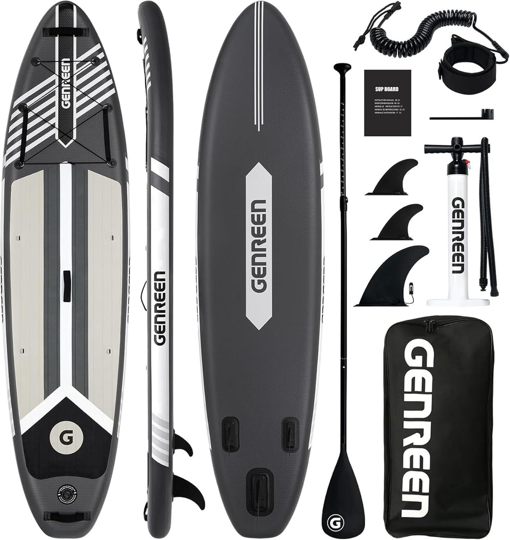 GENREEN felfújható SUP deszka 335×81×15 cm – szürke paddle board