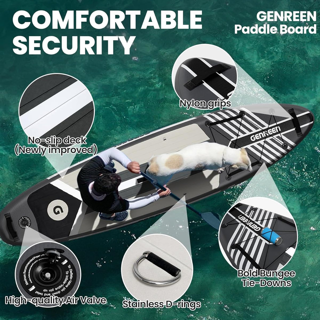 GENREEN felfújható SUP deszka 335×81×15 cm – szürke paddle board
