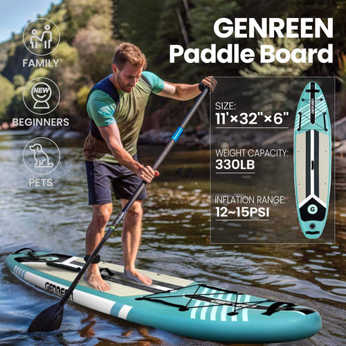 GENREEN felfújható SUP deszka 335×81×15 cm –  paddle board