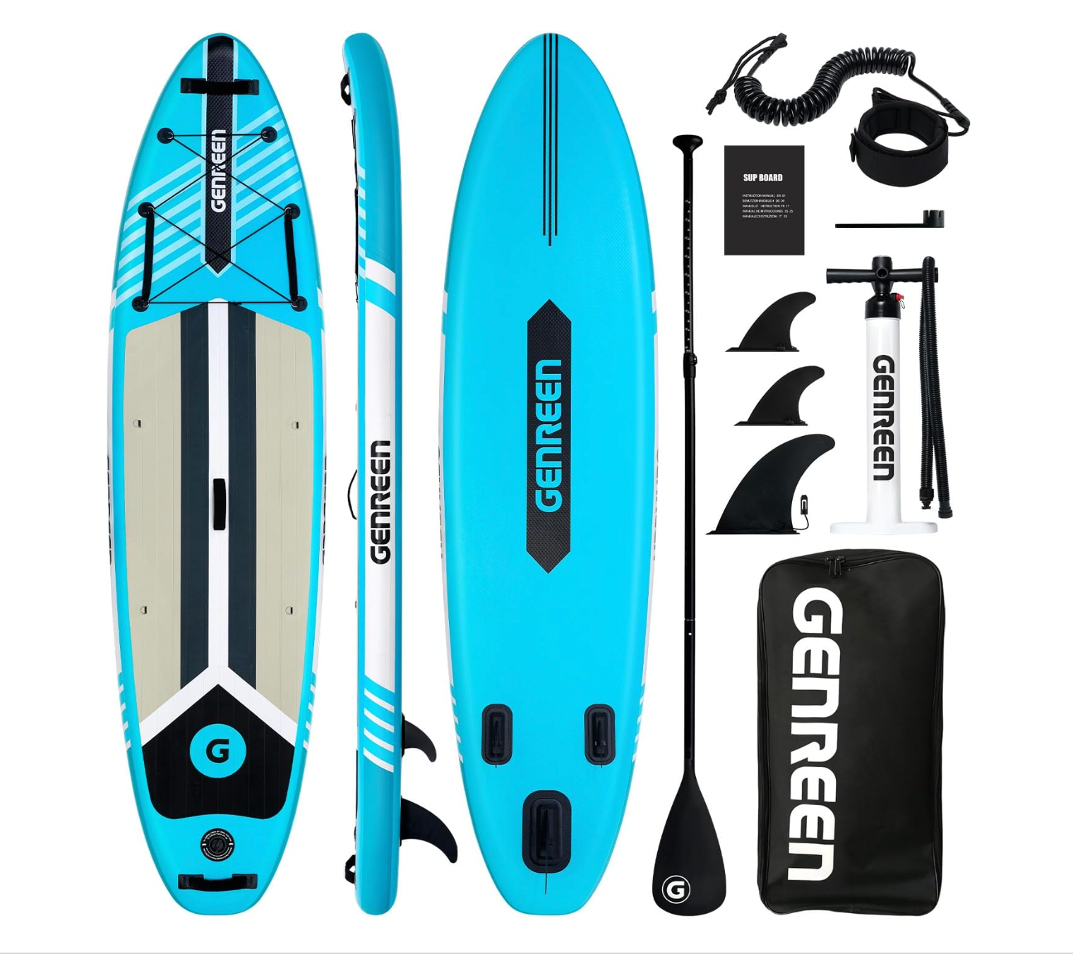 GENREEN felfújható SUP deszka 335×81×15 cm – kék paddle board