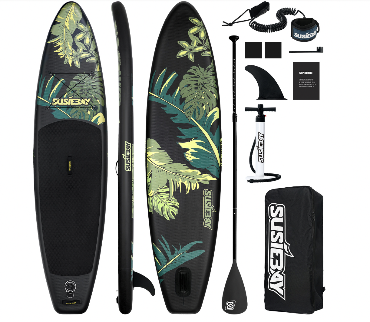 SUSIEBAY  felfújható SUP deszka 335×81×15 cm – feket paddle board