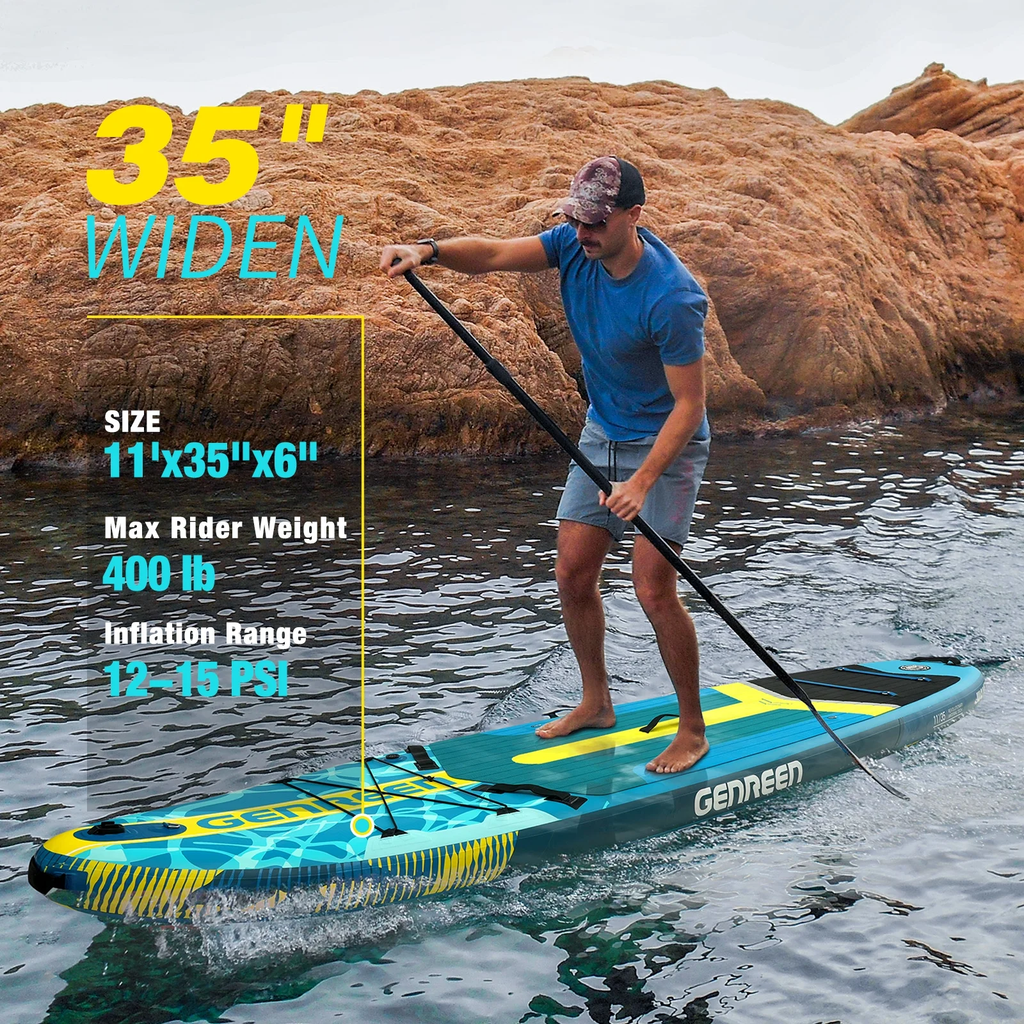 GENREEN felfújható SUP deszka 335×89×15 cm –kék/sárga paddle board