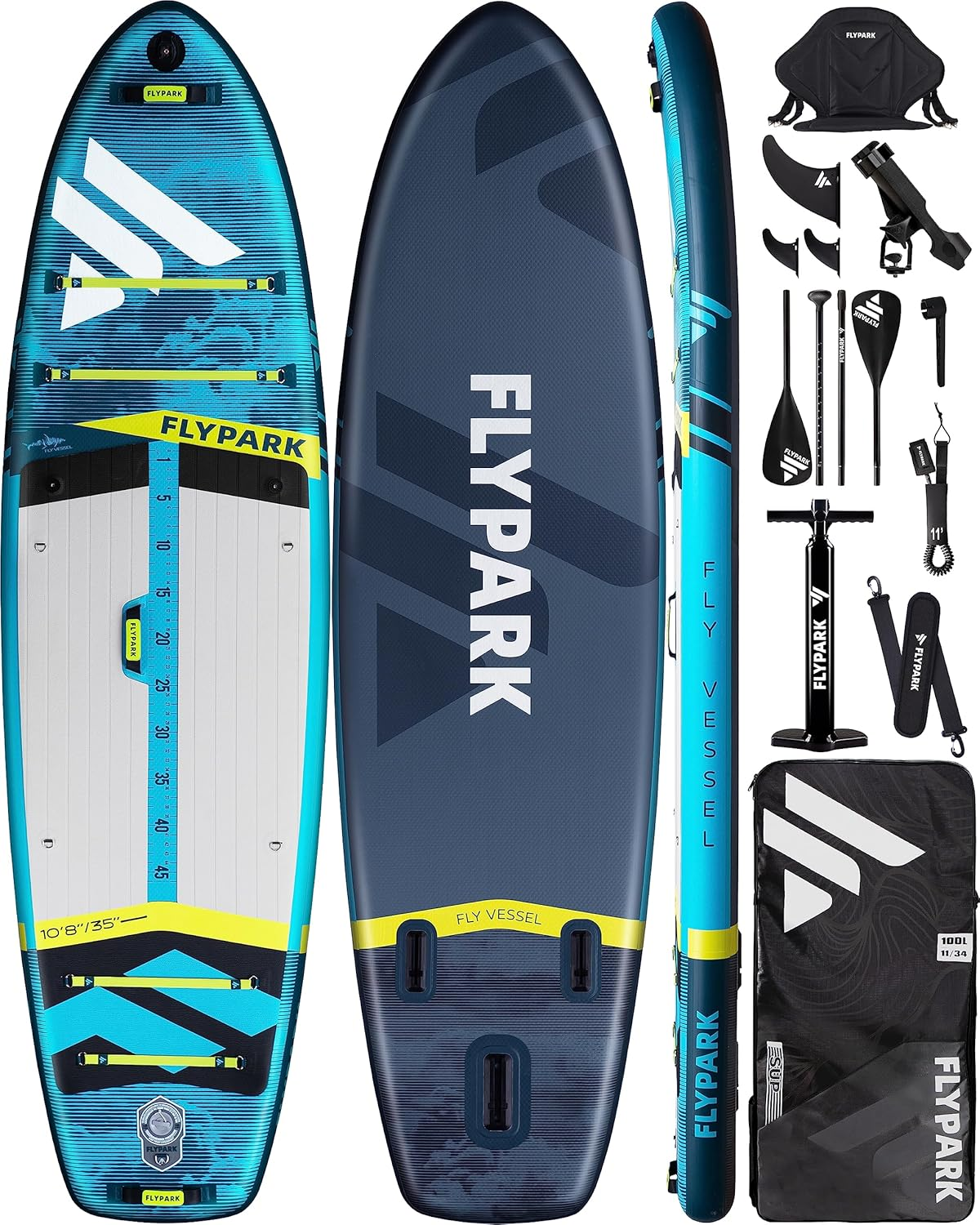 FLYPARK felfújható SUP deszka 335×89×15 cm – kék/sárga